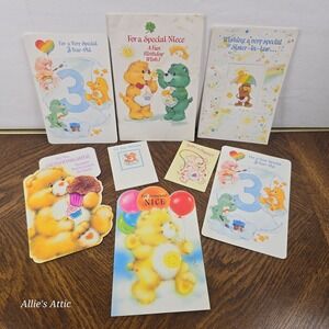 Care Bears Vintage Kids Girl Baby Greeting Card Birthday Craft Lot 80s Cousins